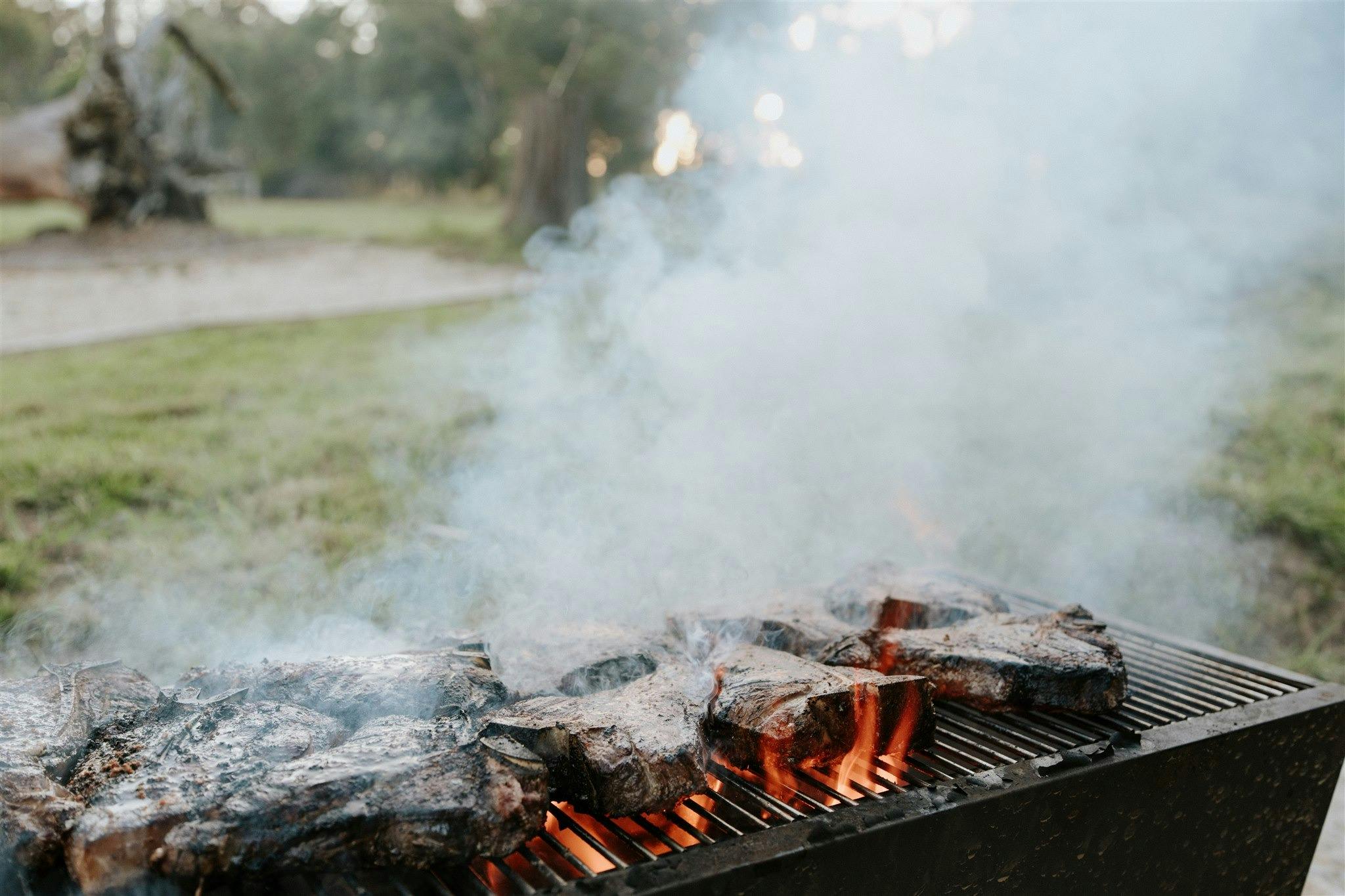 Local Waygu steaks sizzling o