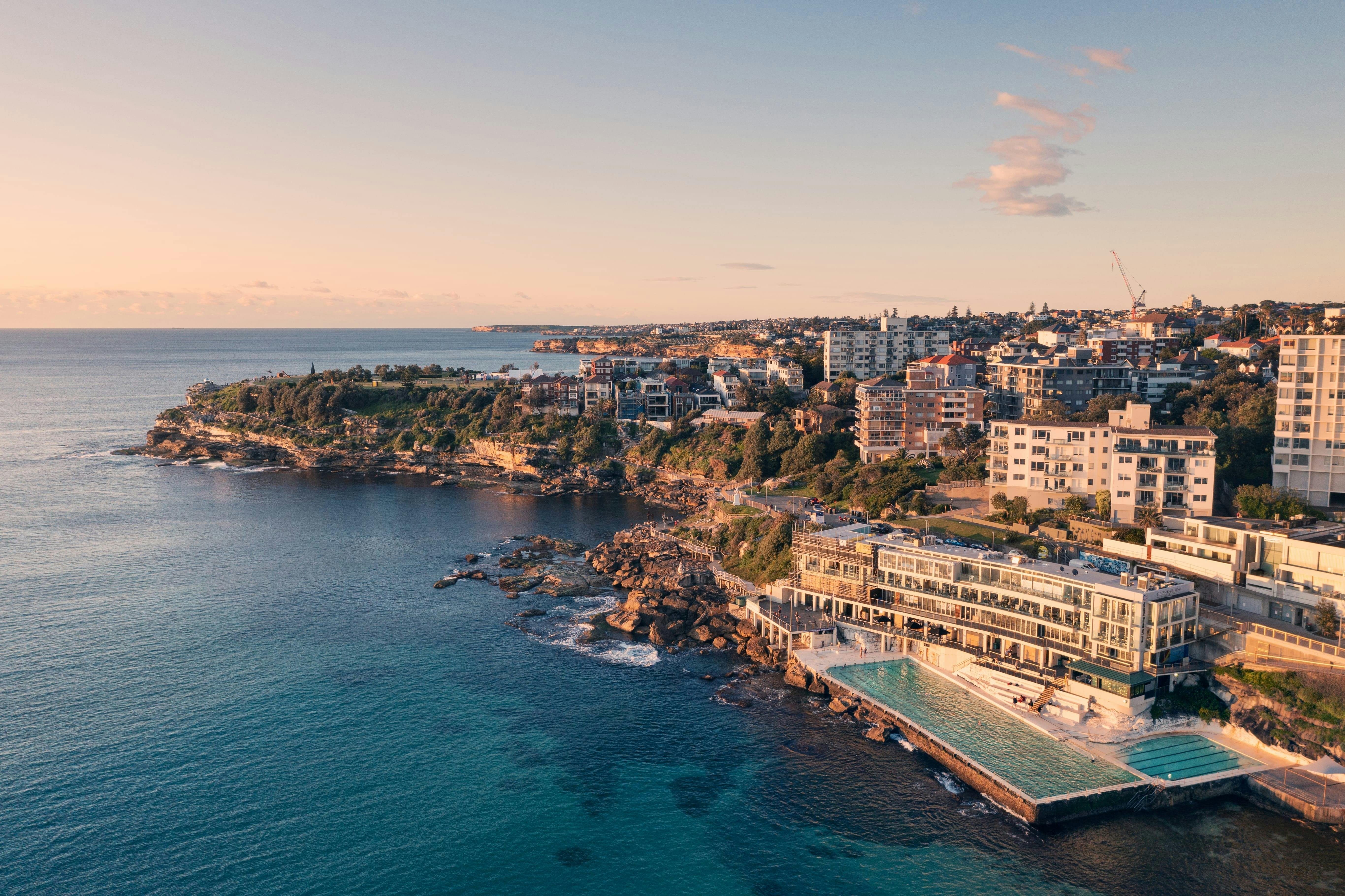 Aerial view of Bondi Icebergs and surrounds, Bondi