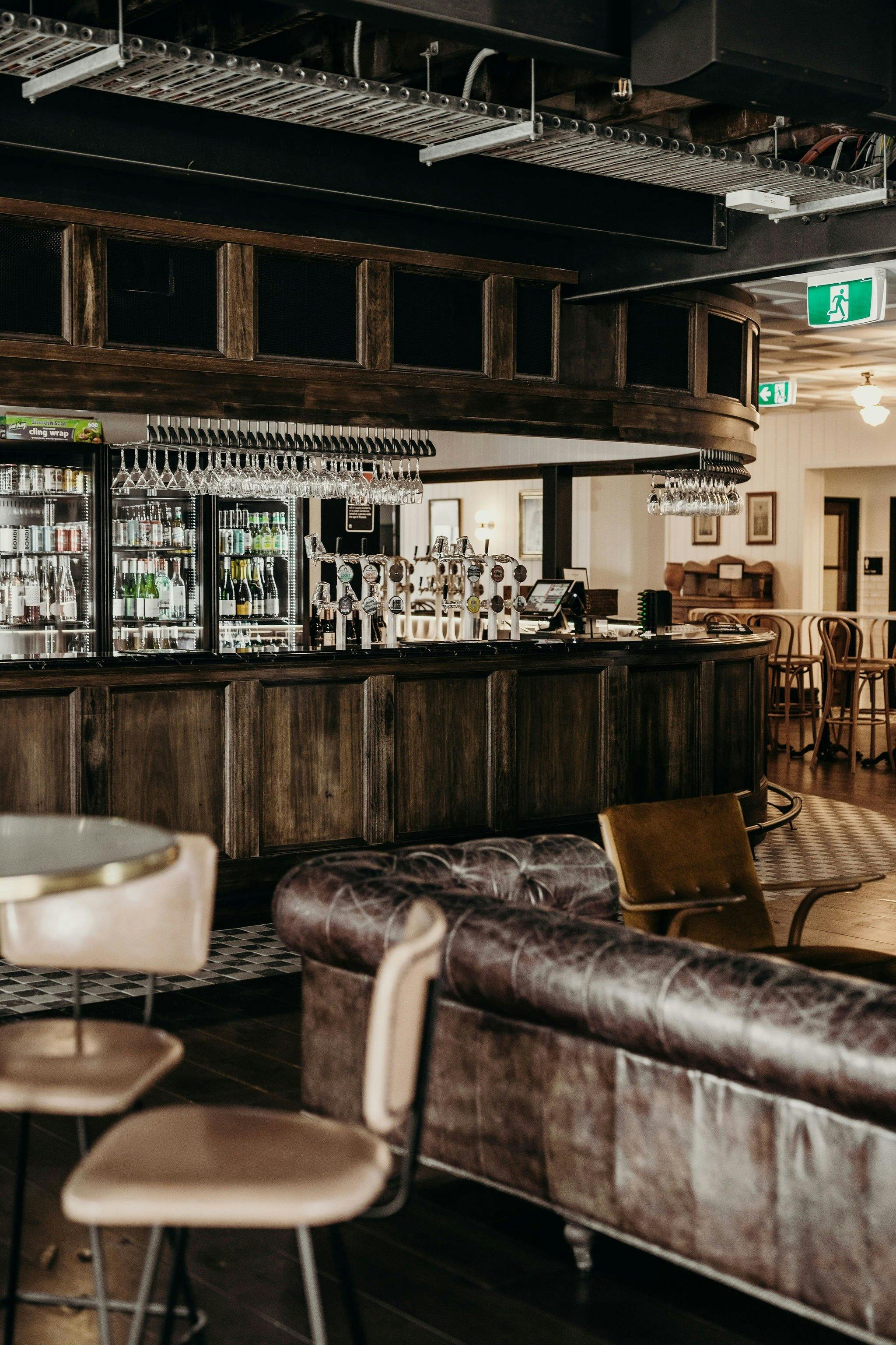 Public bar with beer taps