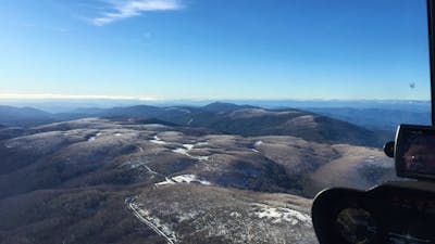 Aerial view of the Brindabella Ranges from a helicopter