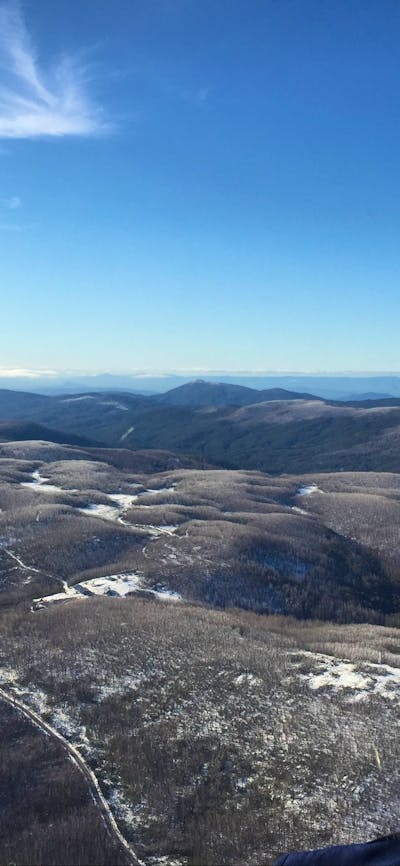 Aerial view of the Brindabella Ranges from a helicopter