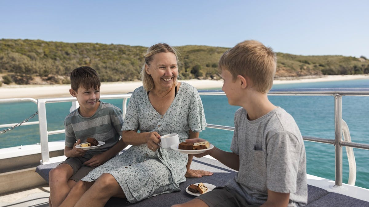 Sit back and enjoy cruising on the Coral Lunch Tour with Freedom Fast Cats. Fully catered.