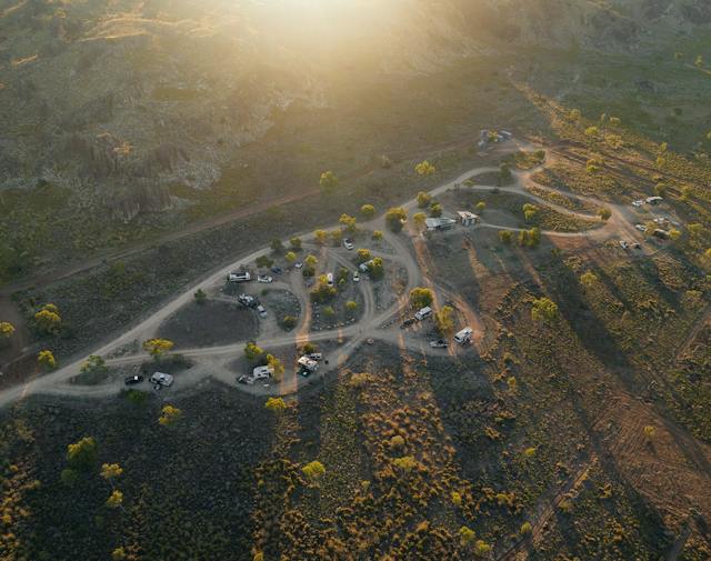 Aerial view of Mimbi Caves Campground