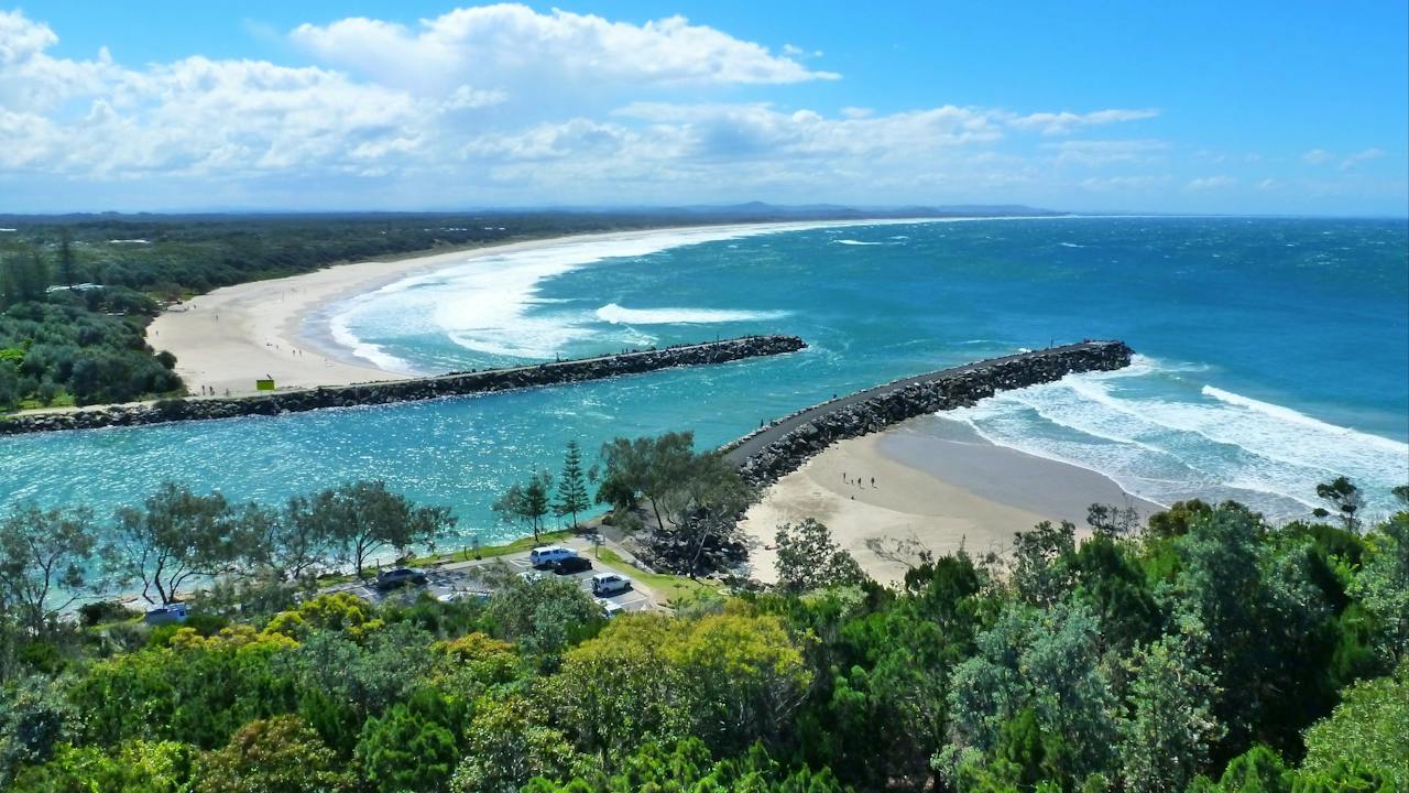 Razorback Lookout overlooking Shark Bay and Evans River mouth