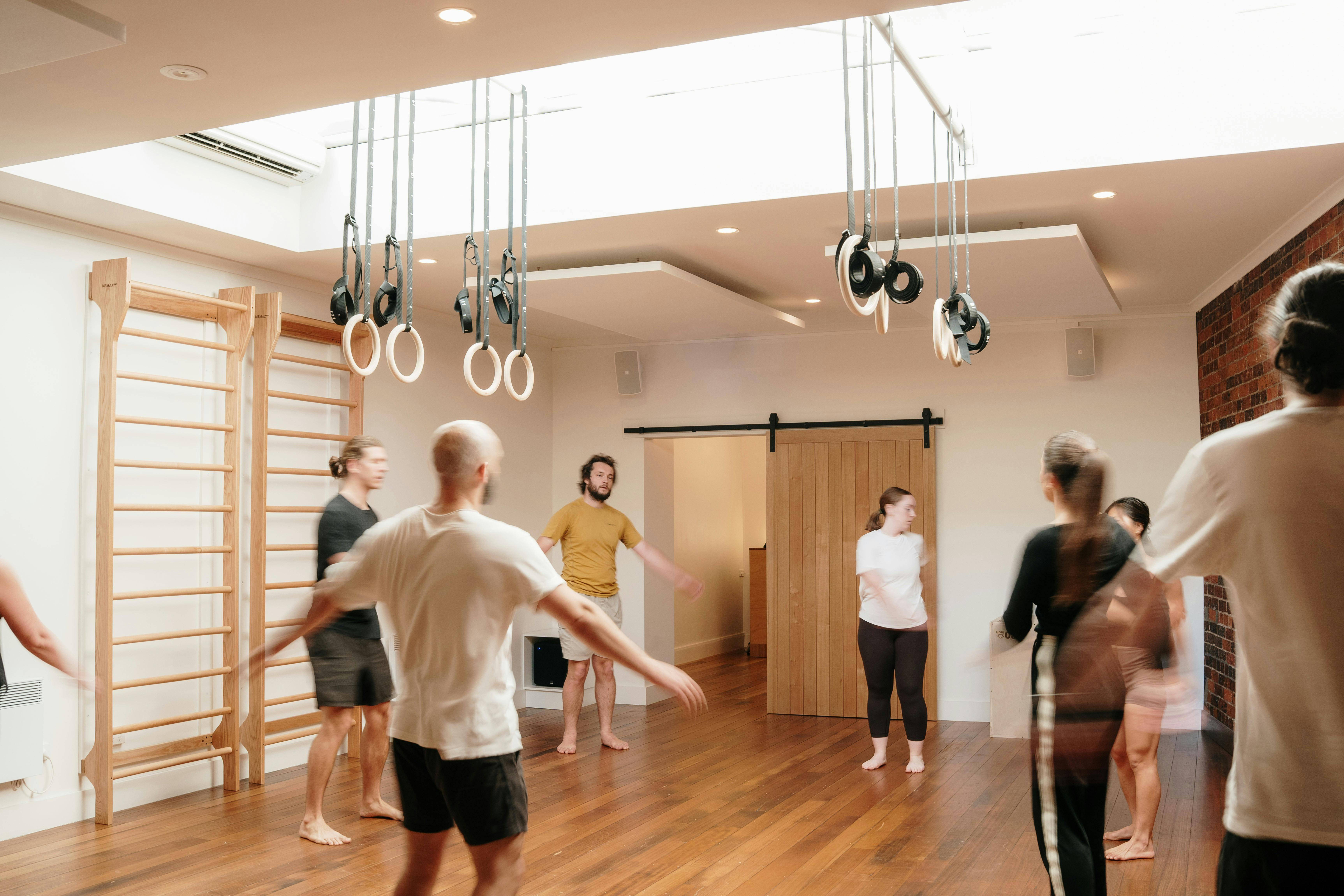 Class doing mobility exercises