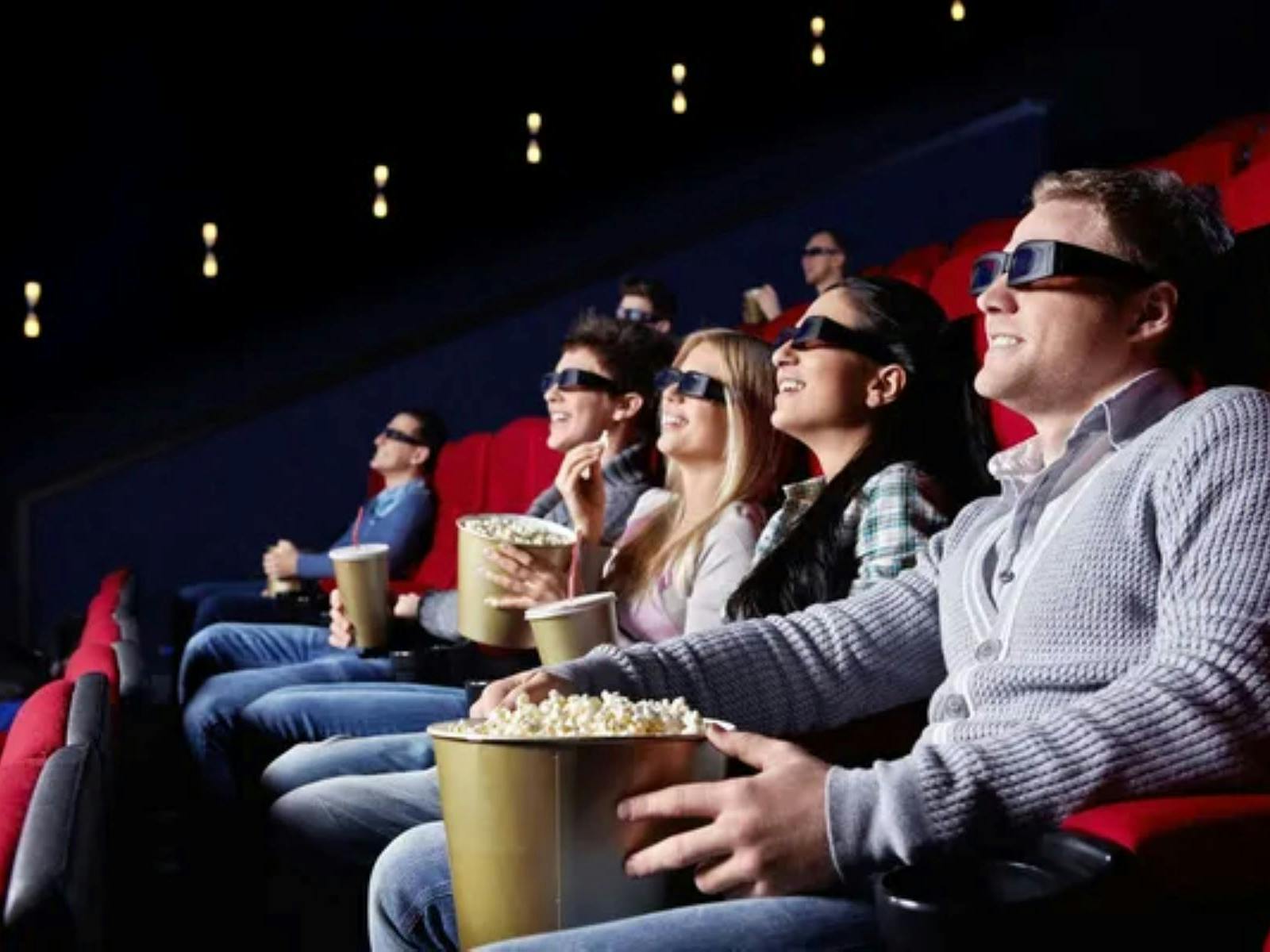 People watching movie with 3d glases