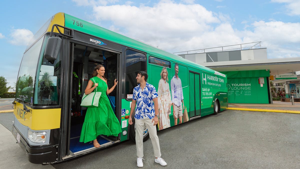 Couple stepping of Harbour Town Shuttle