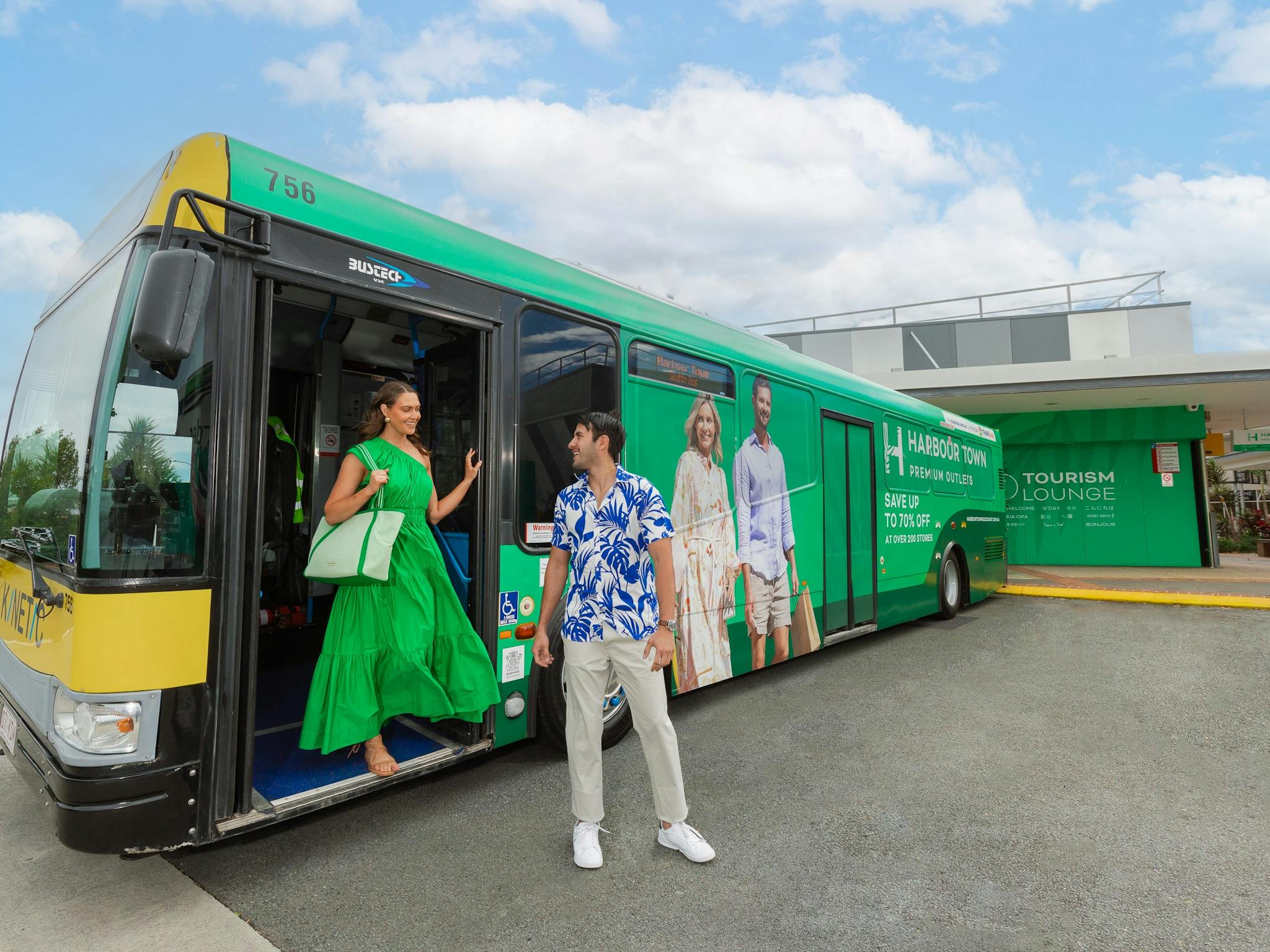 Couple stepping of Harbour Town Shuttle