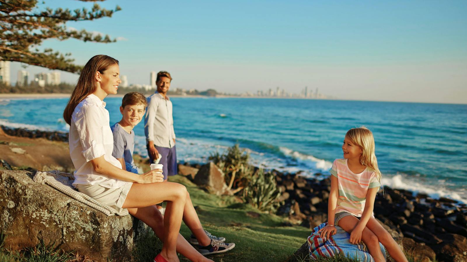 Family on headland at Burleigh Head.