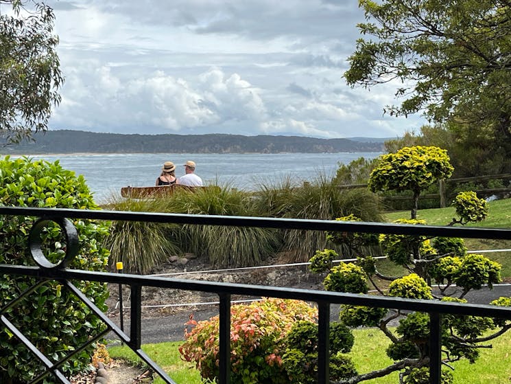 This photo shows the view from Clifftop across the Bay and the seat across from the house