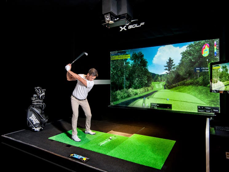 Image of Pro Golfer Playing at X-Golf