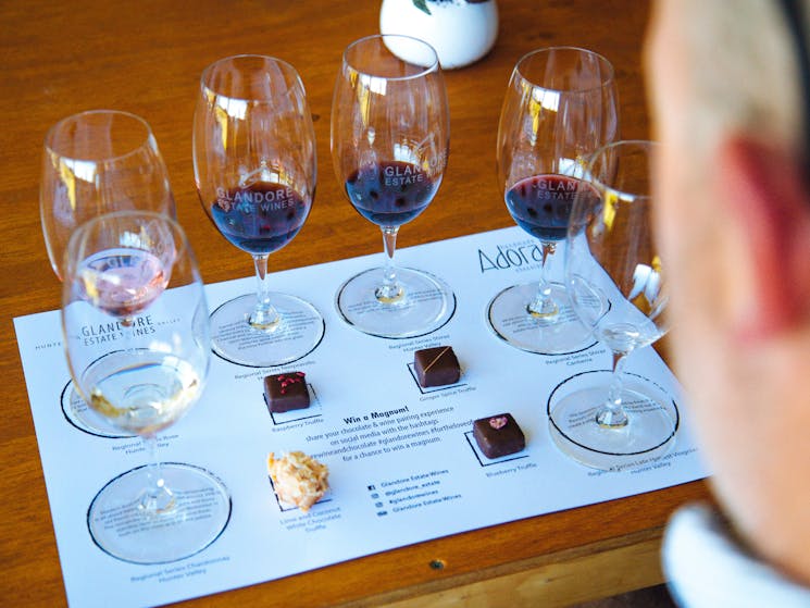 You will taste amazing wines paired with hand crafted Adora chocolates.