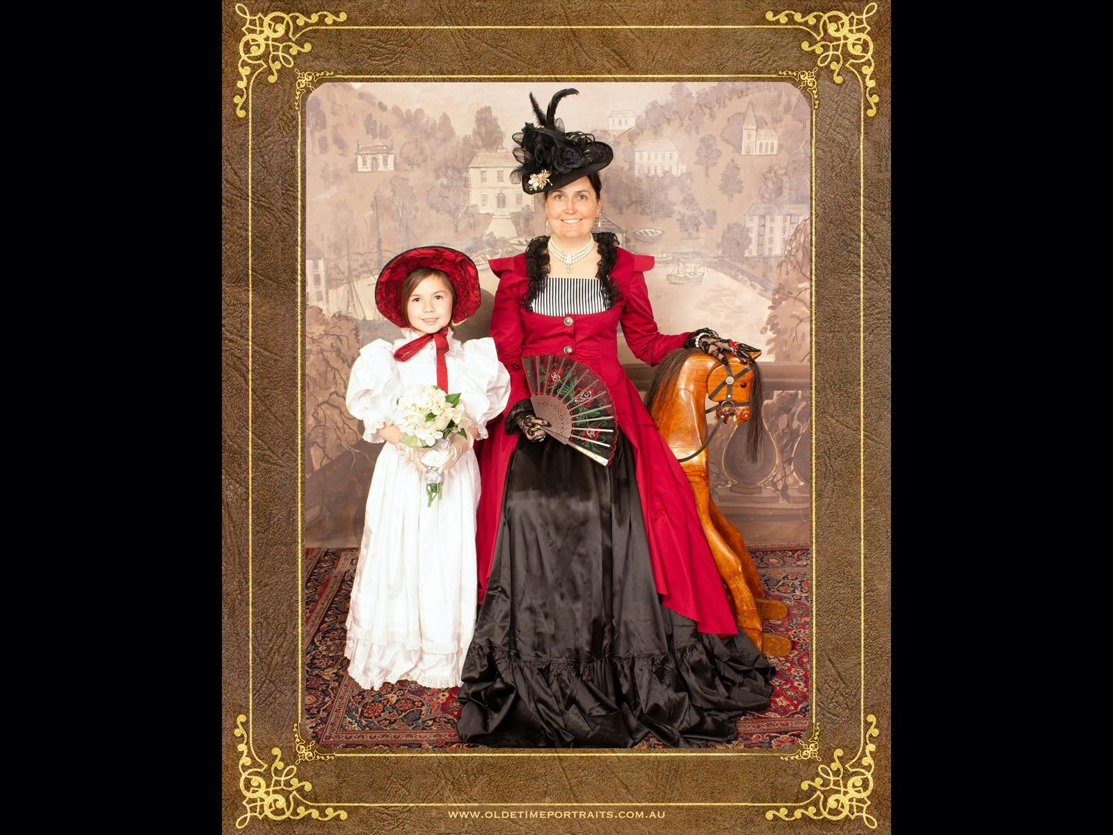 Dress in colonial victorian costumes to create a portrait