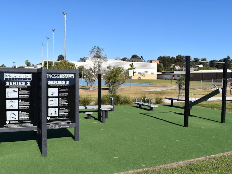 Outdoor, wheelchair accessible exercise station. Open 24/7