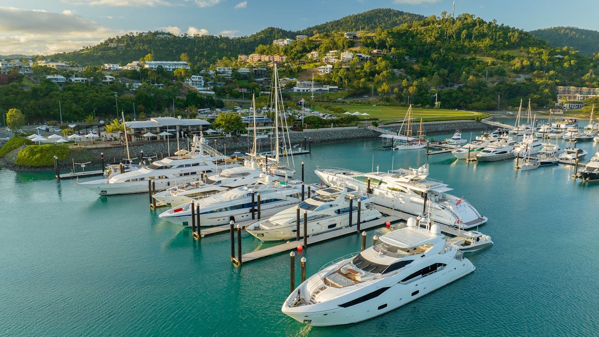 Superyachts berthed at Coral Sea Marina