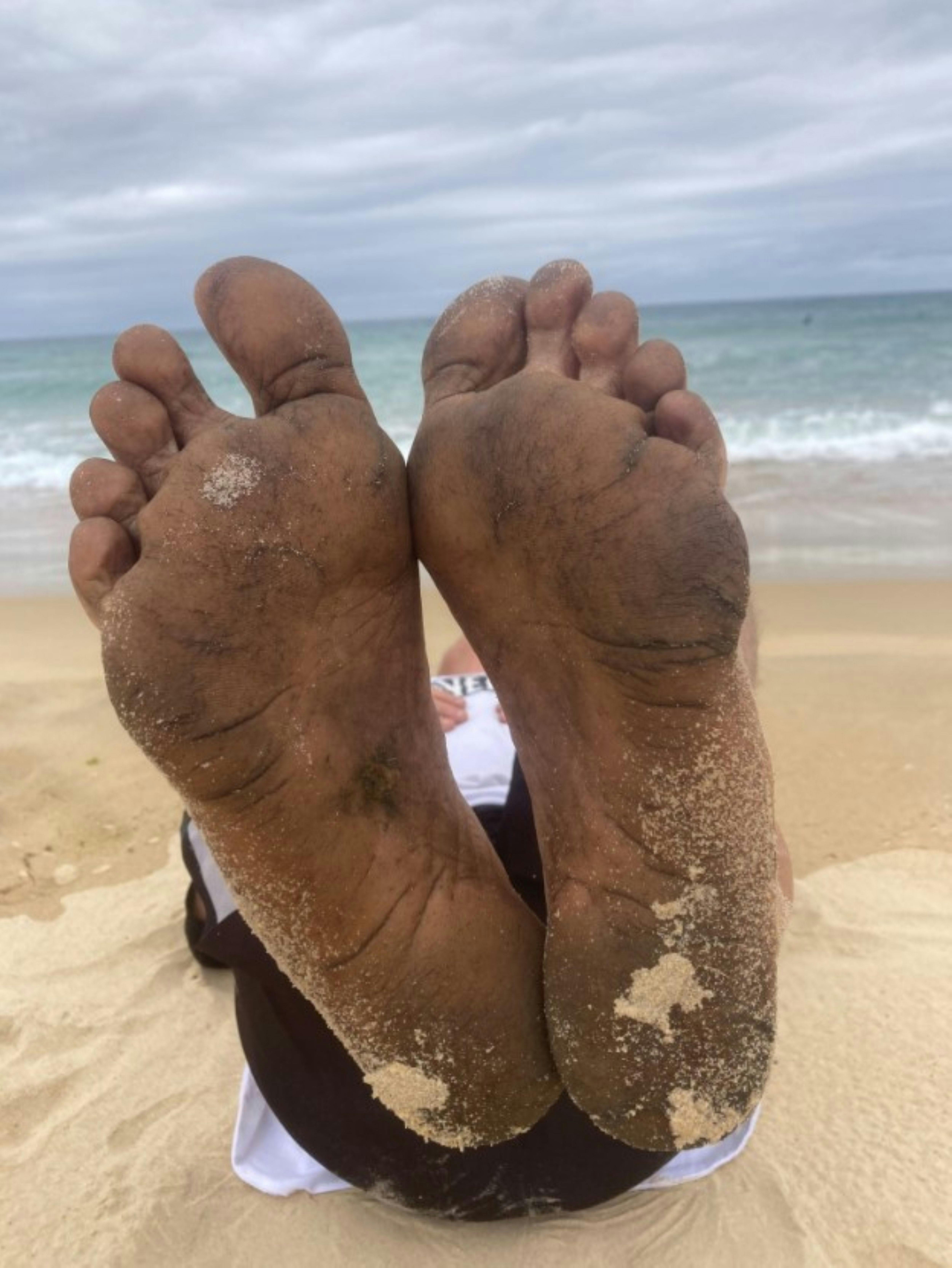 The hard packed sand at low tide is stressfull  when walking barefoot on NSW South Coast Beachs