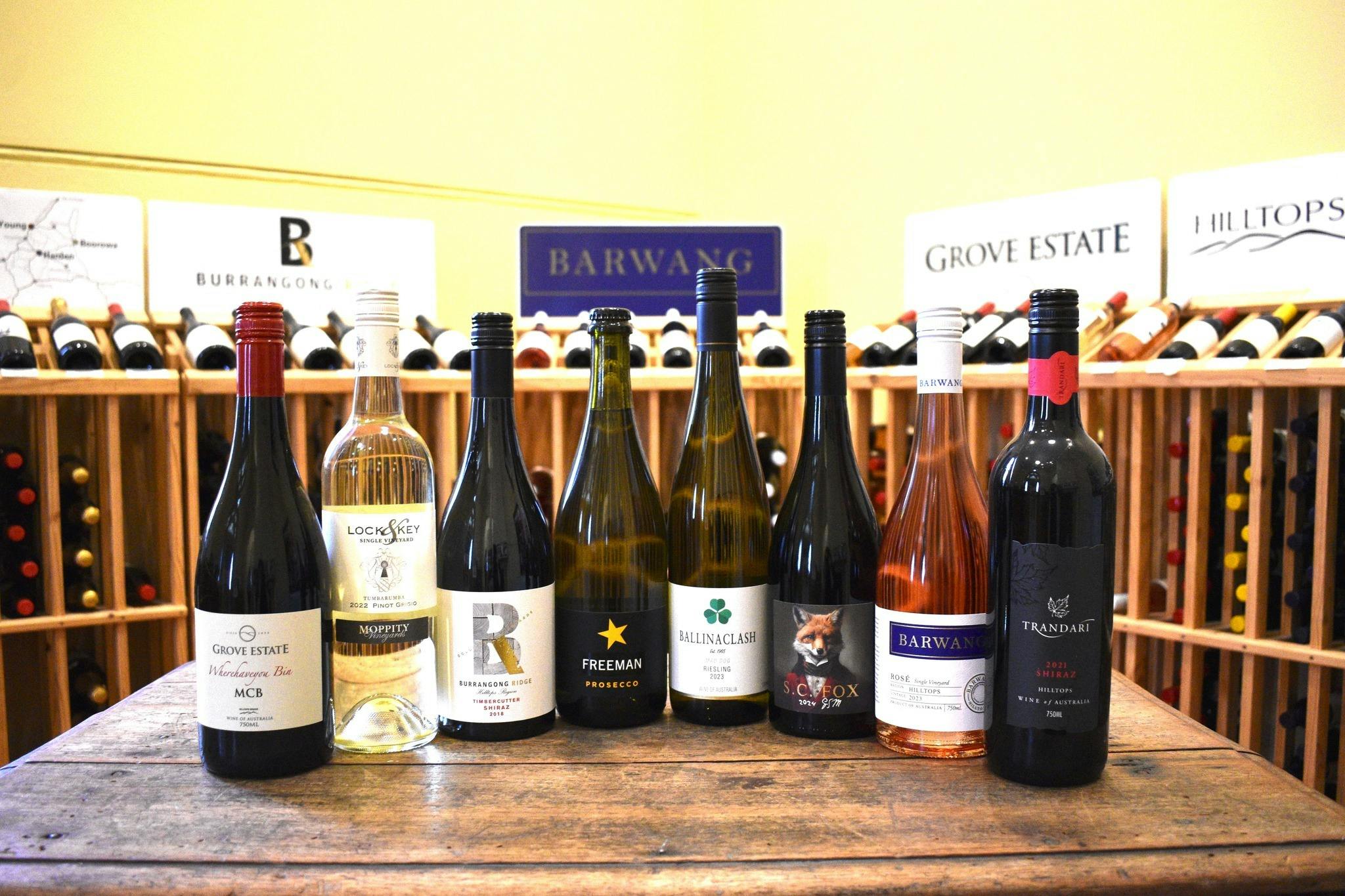 Various bottles of all Hilltops Wine Association members.