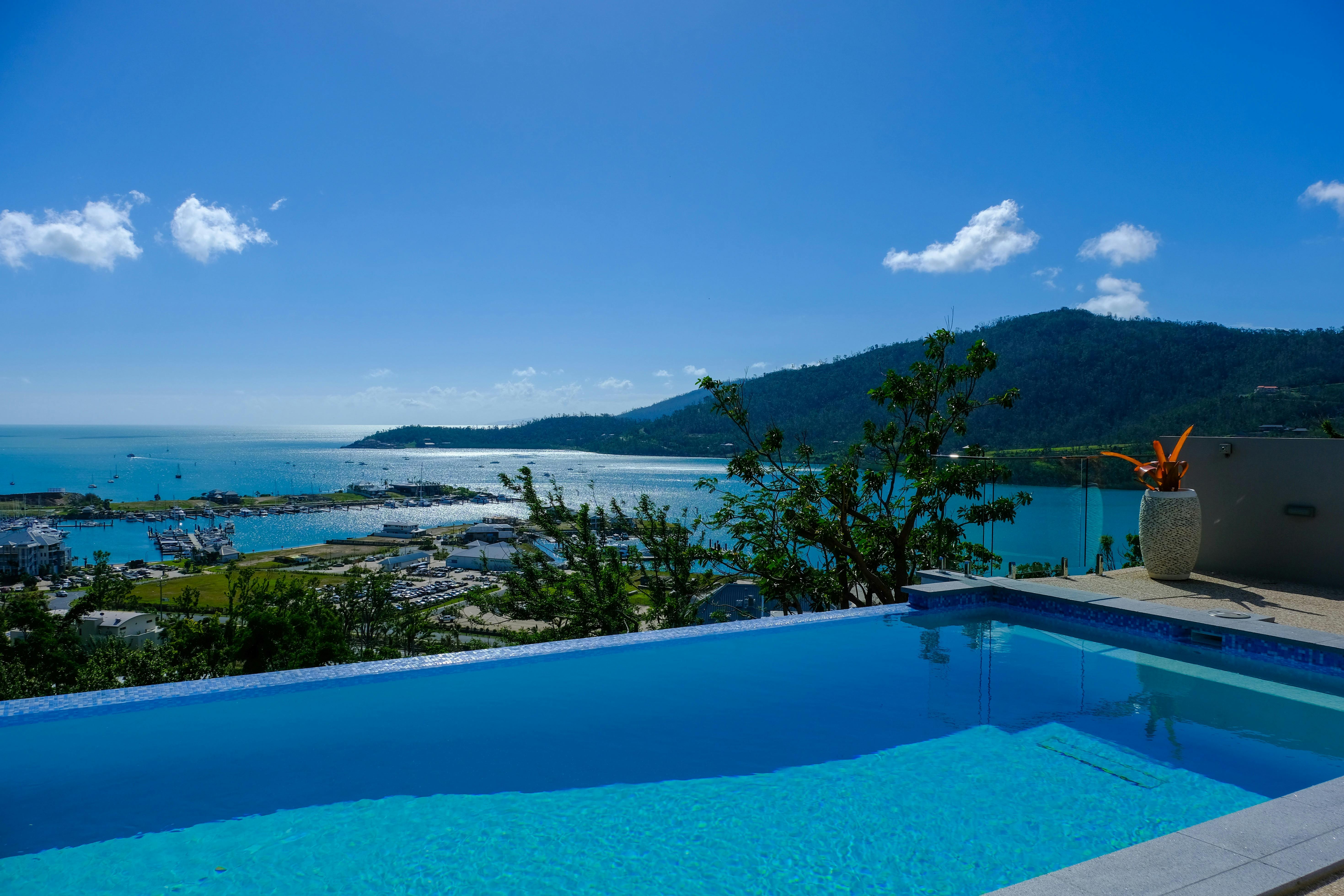 Stunning hilltop views from Elementa Whitsundays infinity pooll