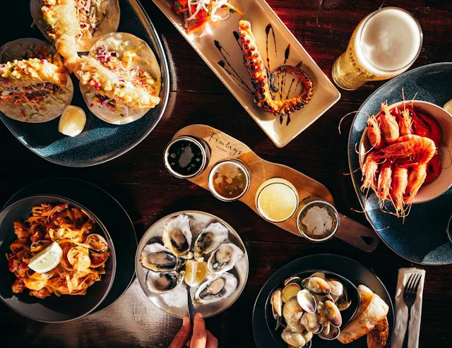 Octopus, prawns, oyster, craft beer all served at Finlay's Kalbarri