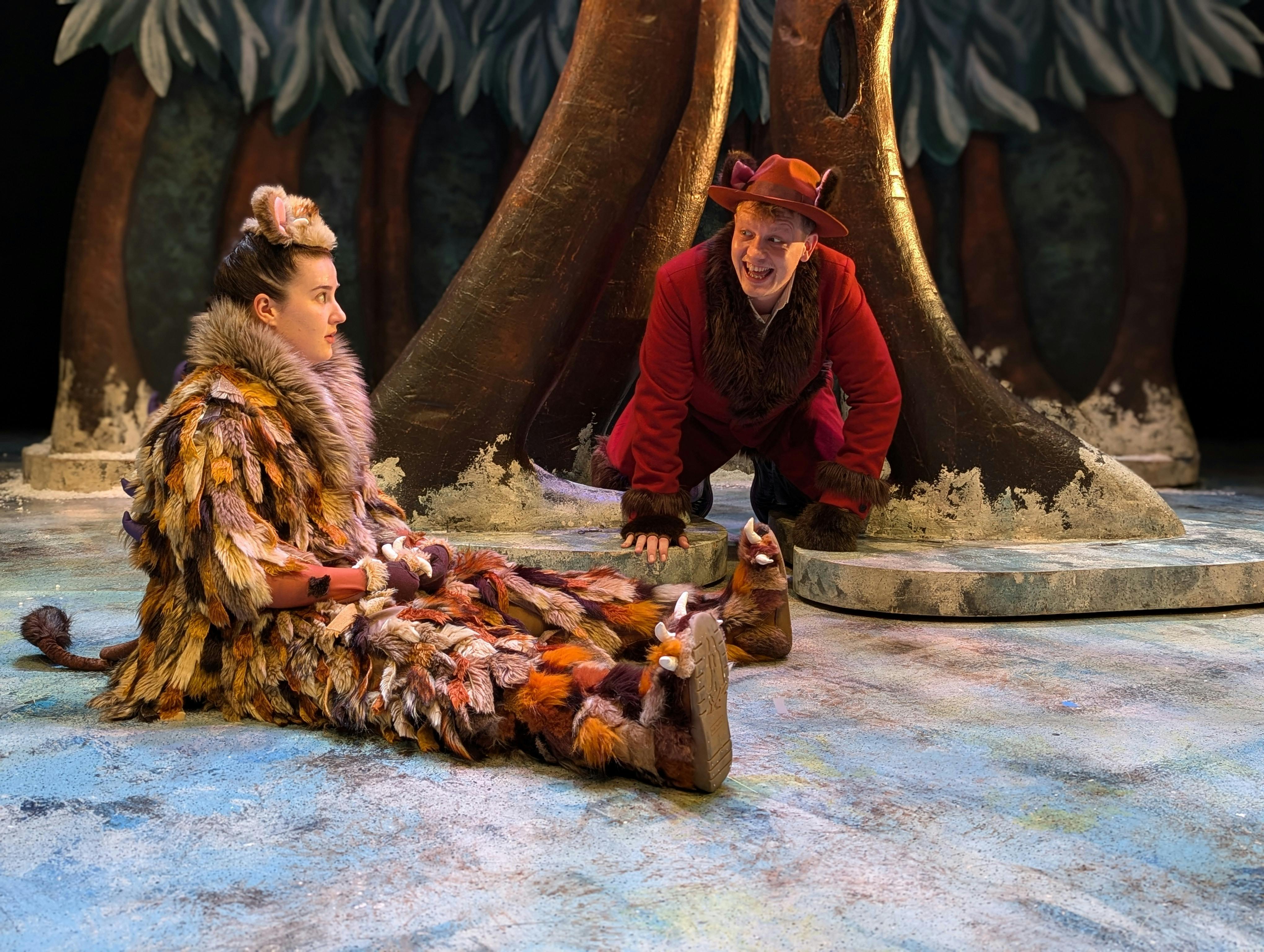 Two performers on stage in the production of The Gruffalo's Child