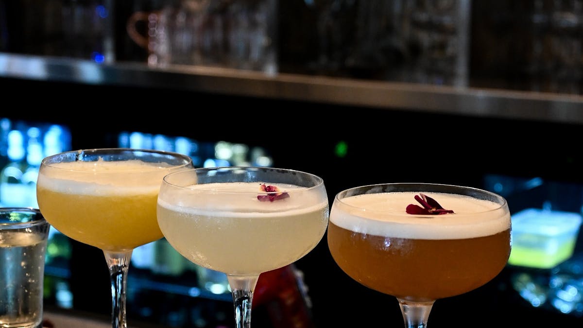 3 cocktails on bar