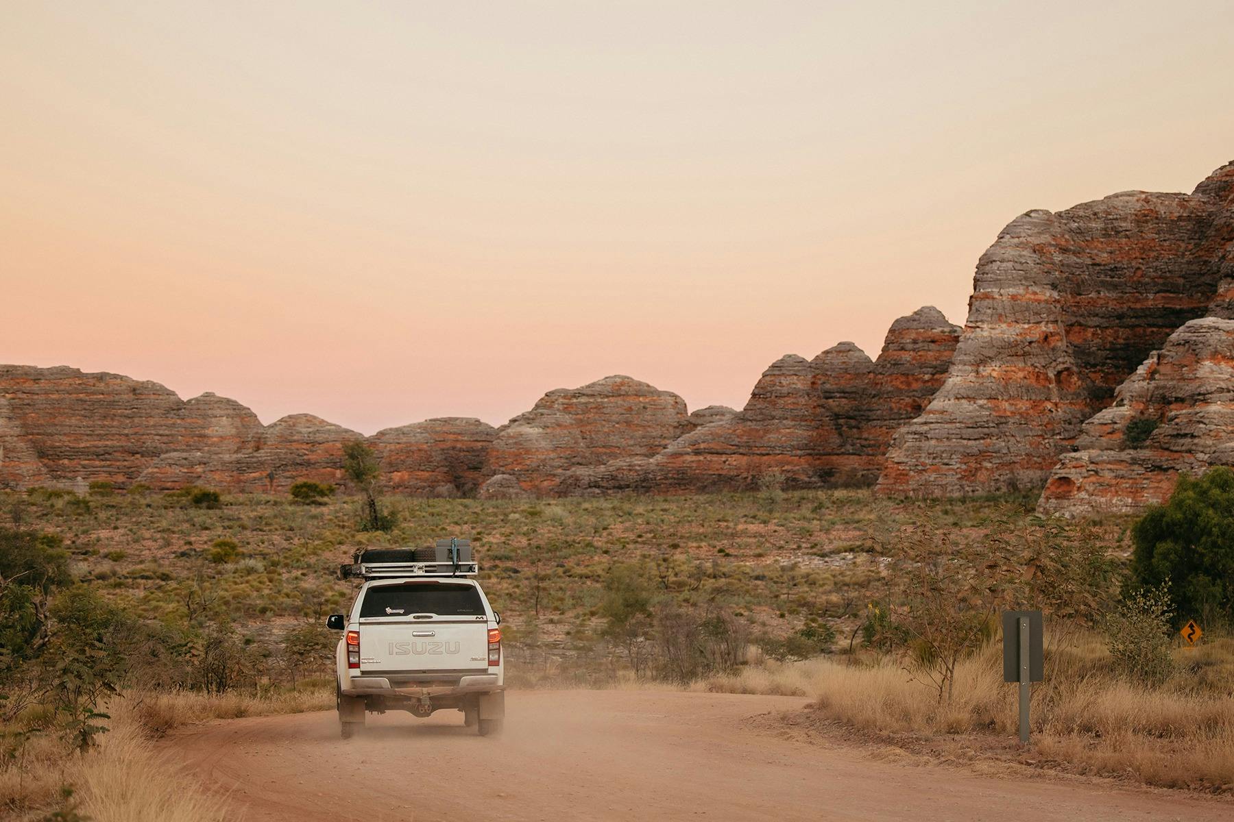 Driving inside the Bungle Bungle Range at Purnululu National Park