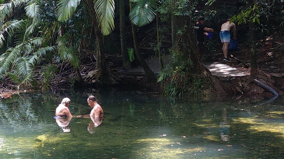 The swimming hole is a stone's throw from the cafe