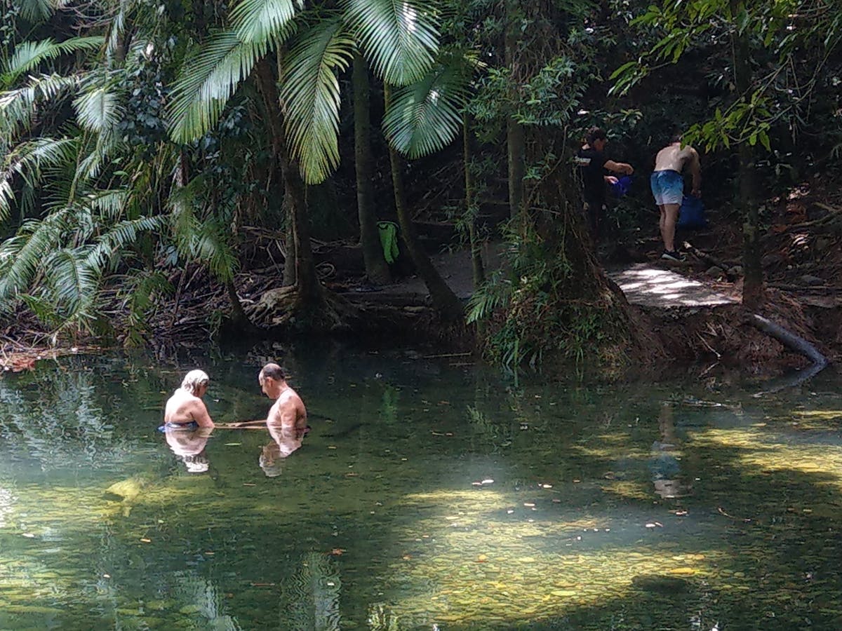 The swimming hole is a stone's throw from the cafe