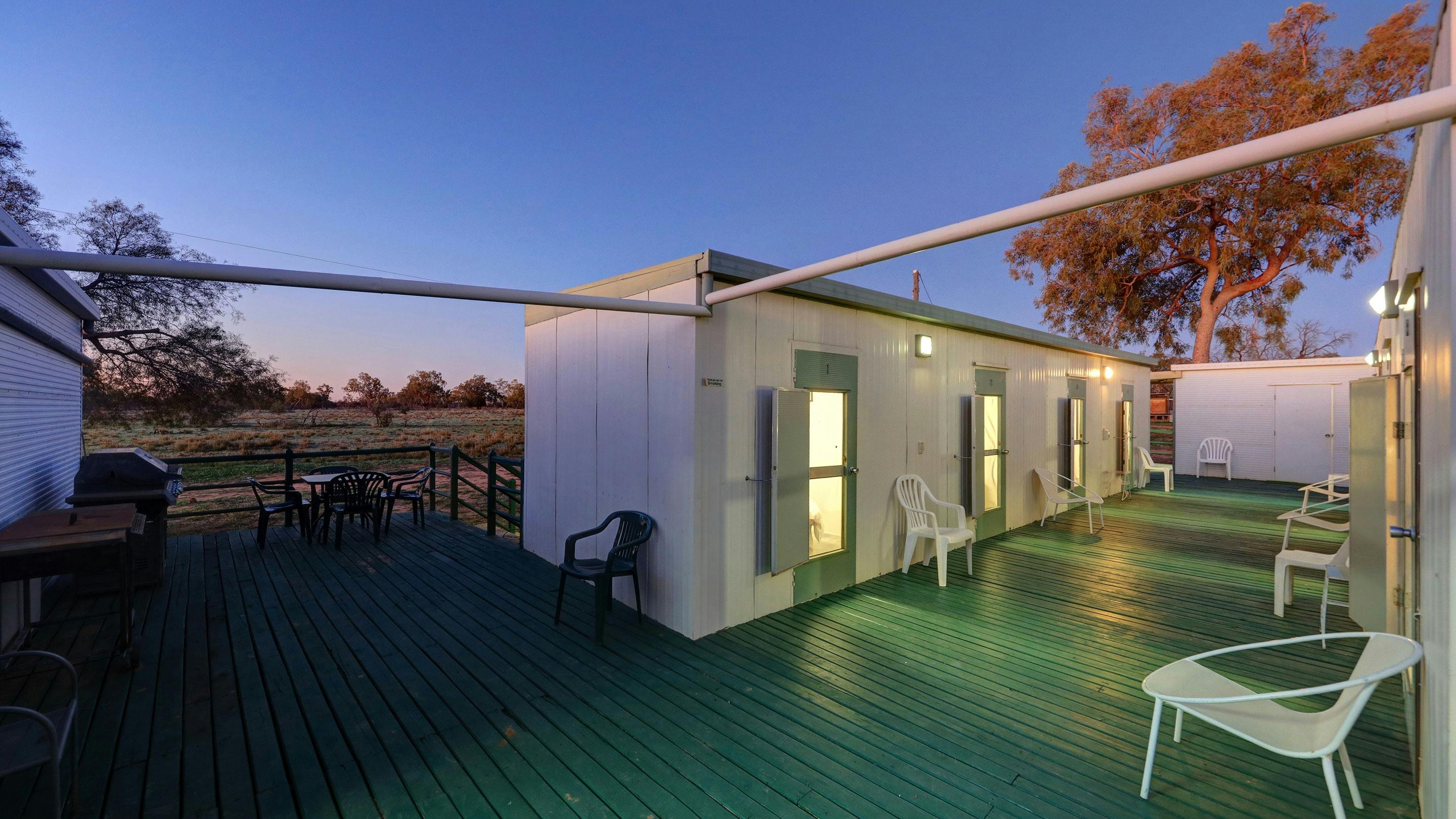 View of the Shearer's Quarters from the deck, Charlotte Plains, Outback Queensland