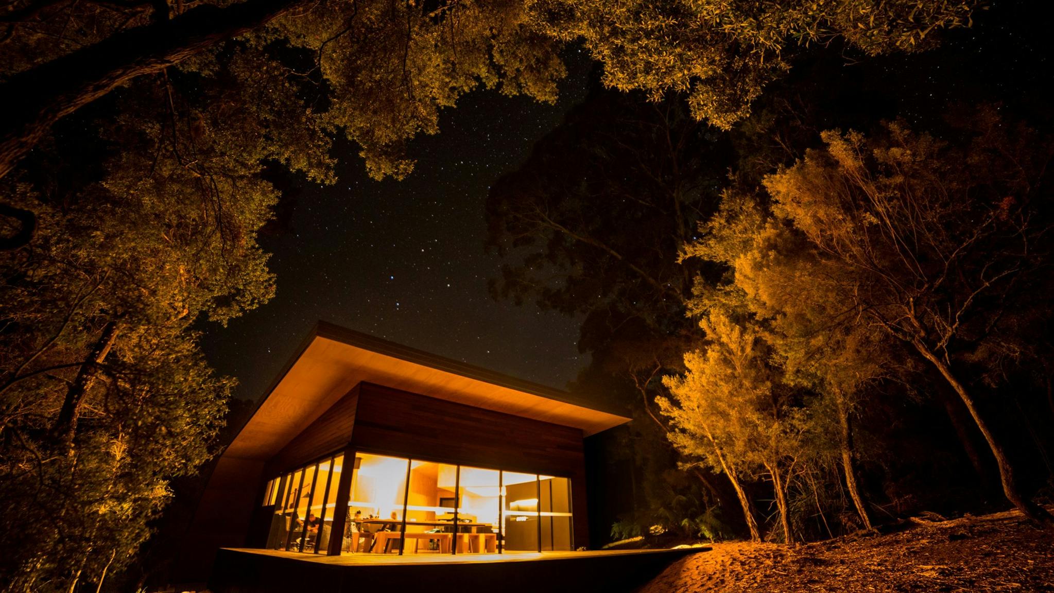 The private central hub building in the Tasmanian bush