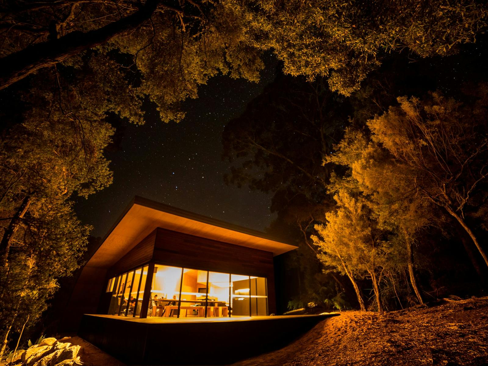 The private central hub building in the Tasmanian bush