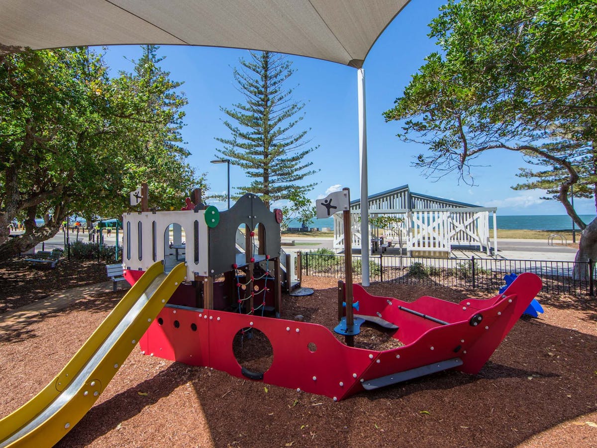 The ship in Pirate Park is one of the many things to entertain children at Scarborough Beach Park The ship in Pirate Park is one of the many things to entertain children at Scarborough Beach Park