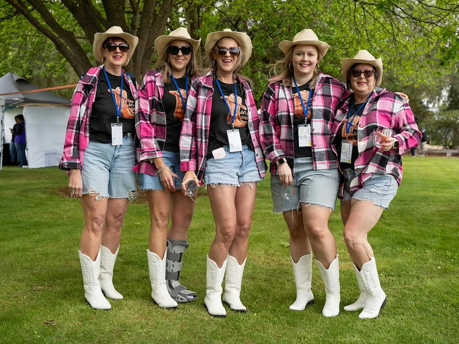 Walkers dressed as cow girls