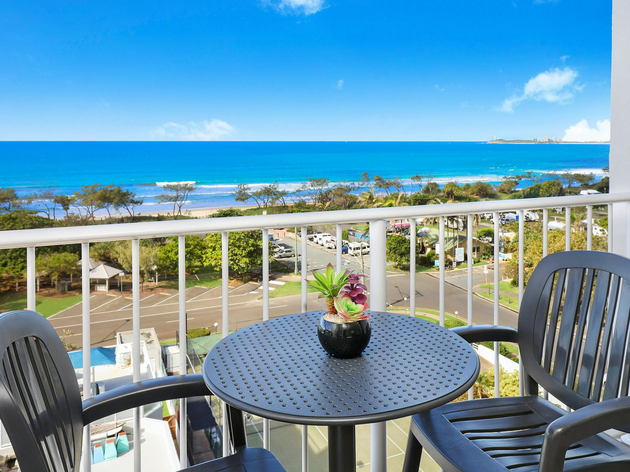 Balcony with outdoor seating and views Balcony with outdoor seating and views