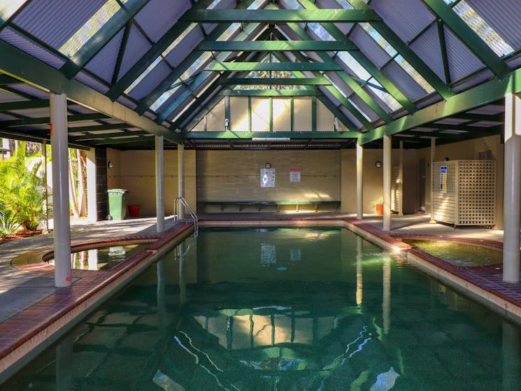 Relax in the onsite heated pool