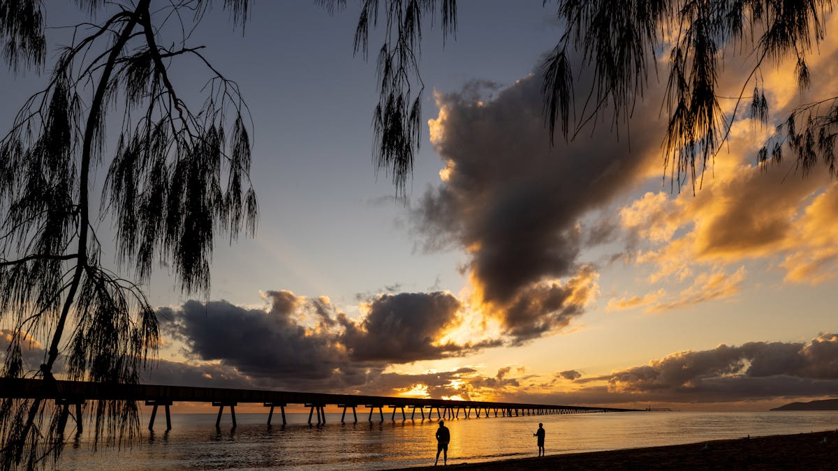 Stunning sunset on the beach looking over the Lucinda Jetty.