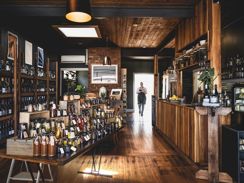 Harvest and Light is a gallery, picklery and wine bar in Geeveston, Huon Valley