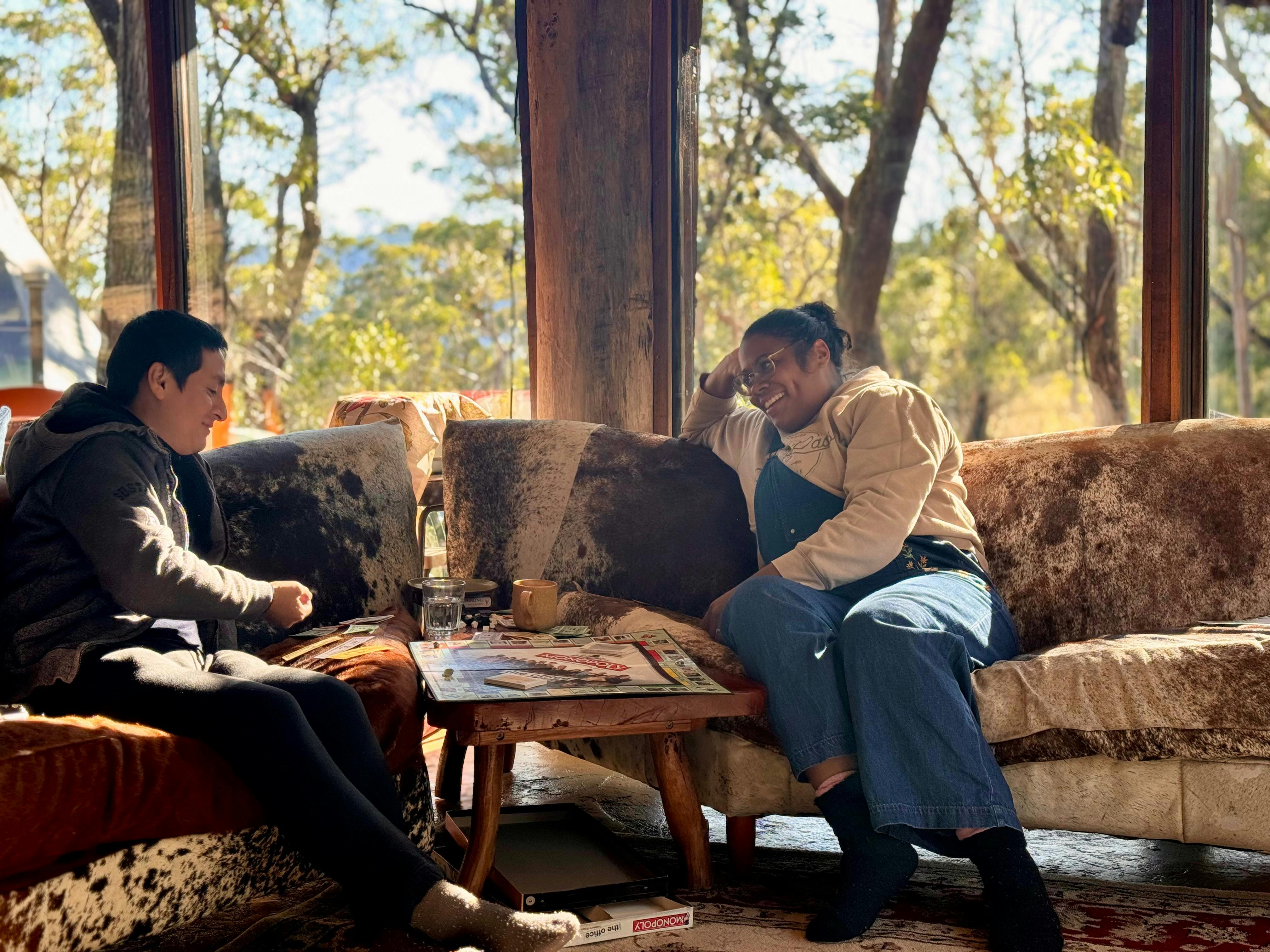 A couple enjoying the communal space