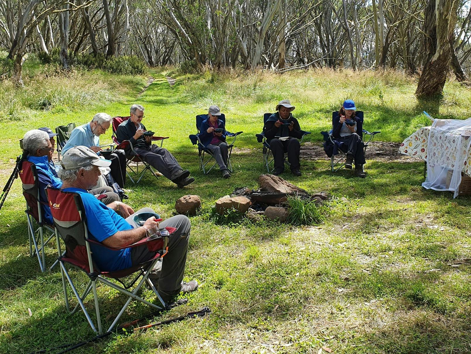 The group enjoys a leisurely lunch!