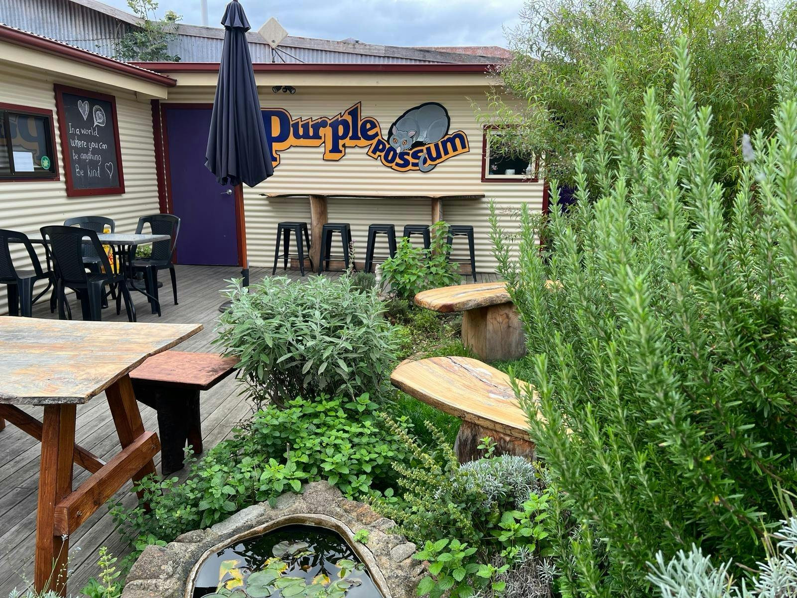 Come and relax at the  garden located at the rear of the Purple Possum