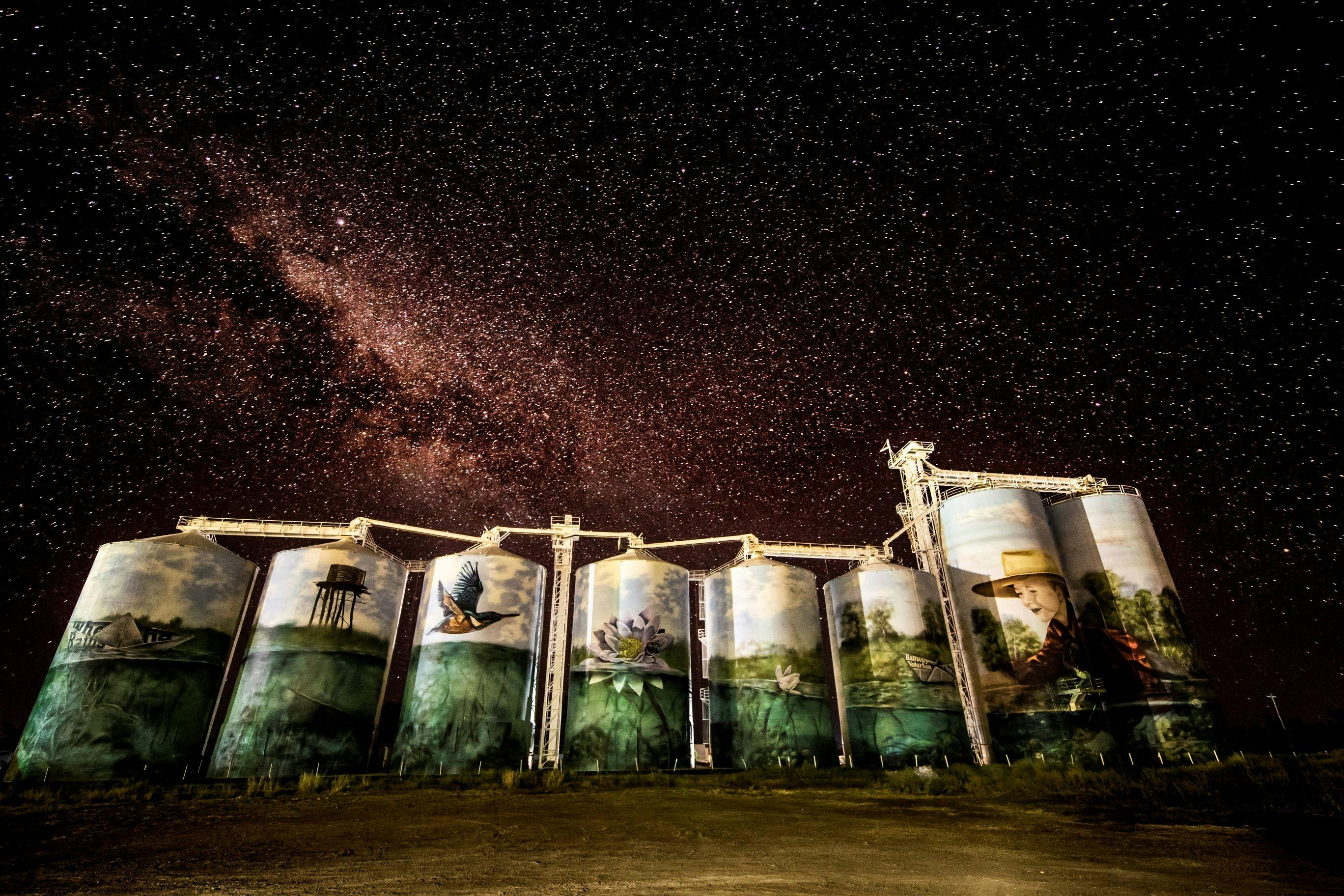 Yelarbon Silos at night