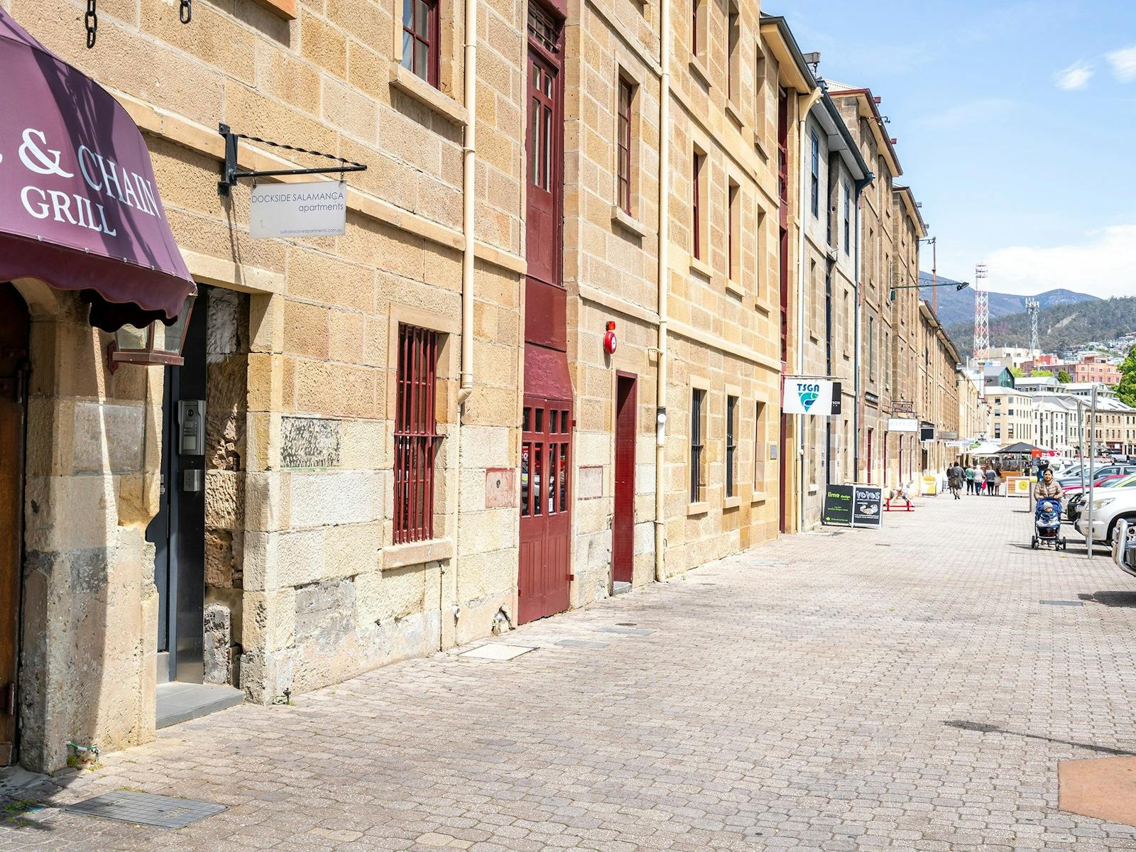Walk out onto Salamanca Place strip to markets, restaurants, galleries, bars and shopping.