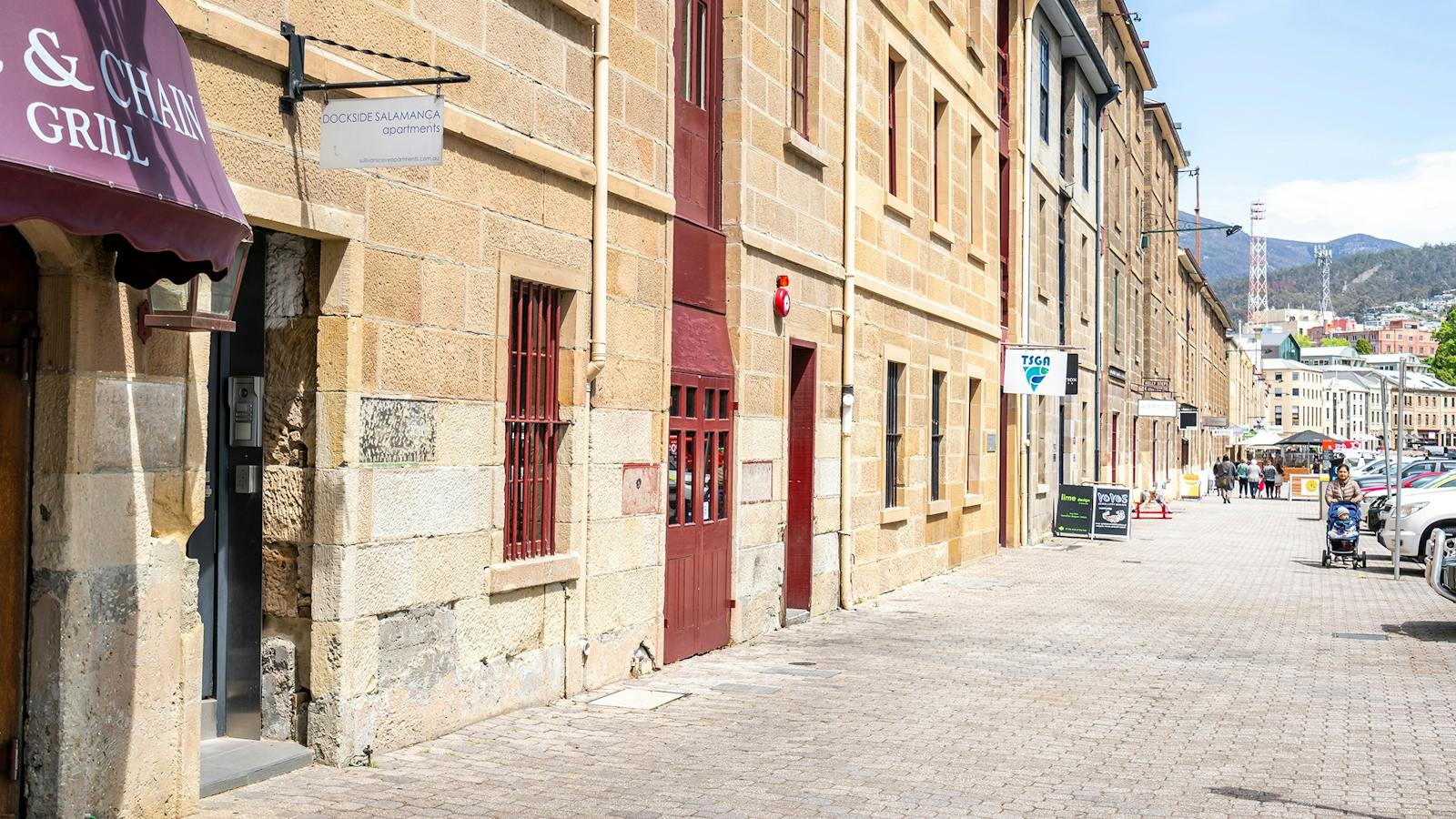 Walk out onto Salamanca Place strip to markets, restaurants, galleries, bars and shopping.