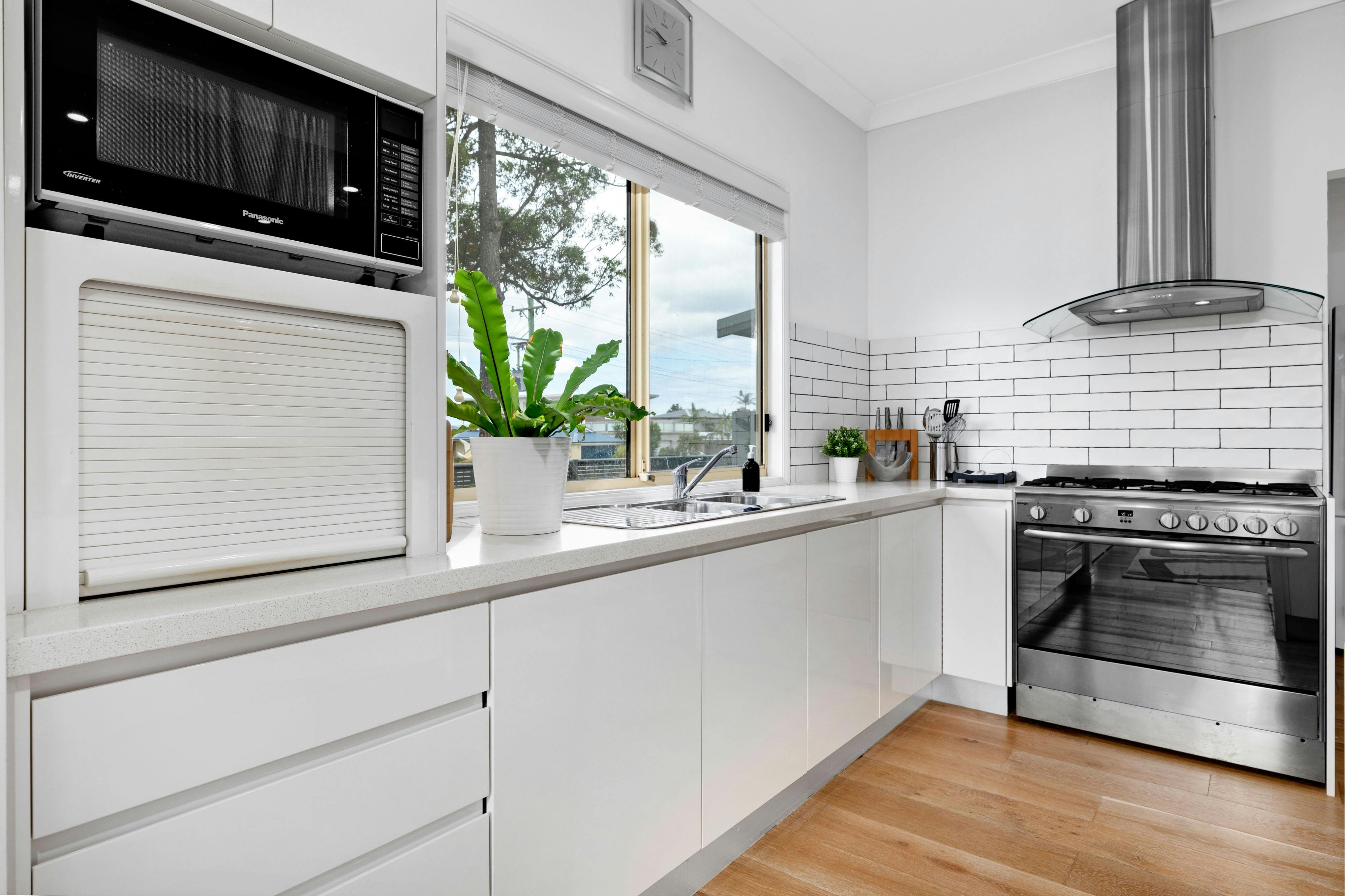 modern kitchen with gas cooktop