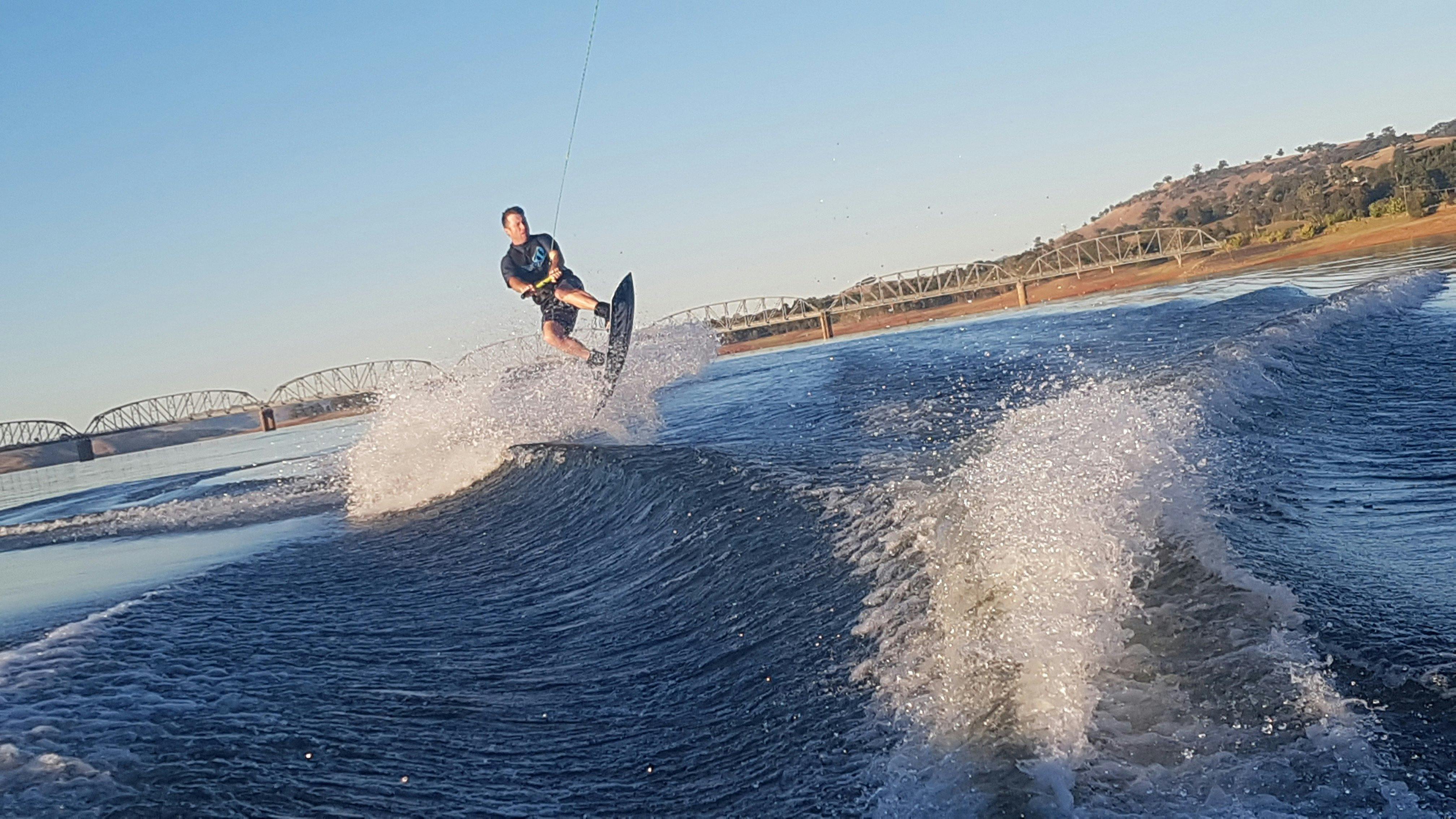 Wake boarding on Lake Hume