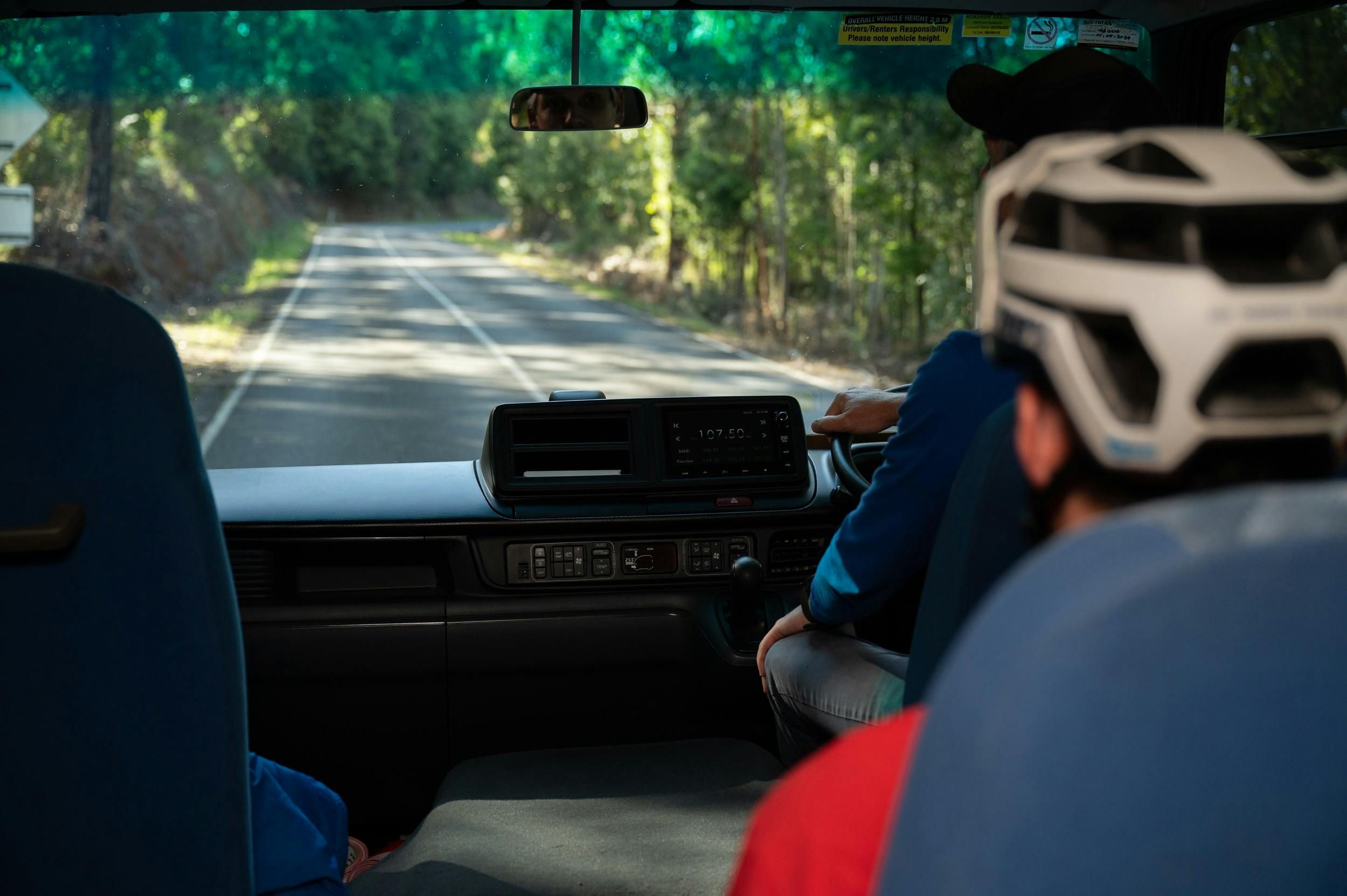 Shuttle bus on the way to the resort.