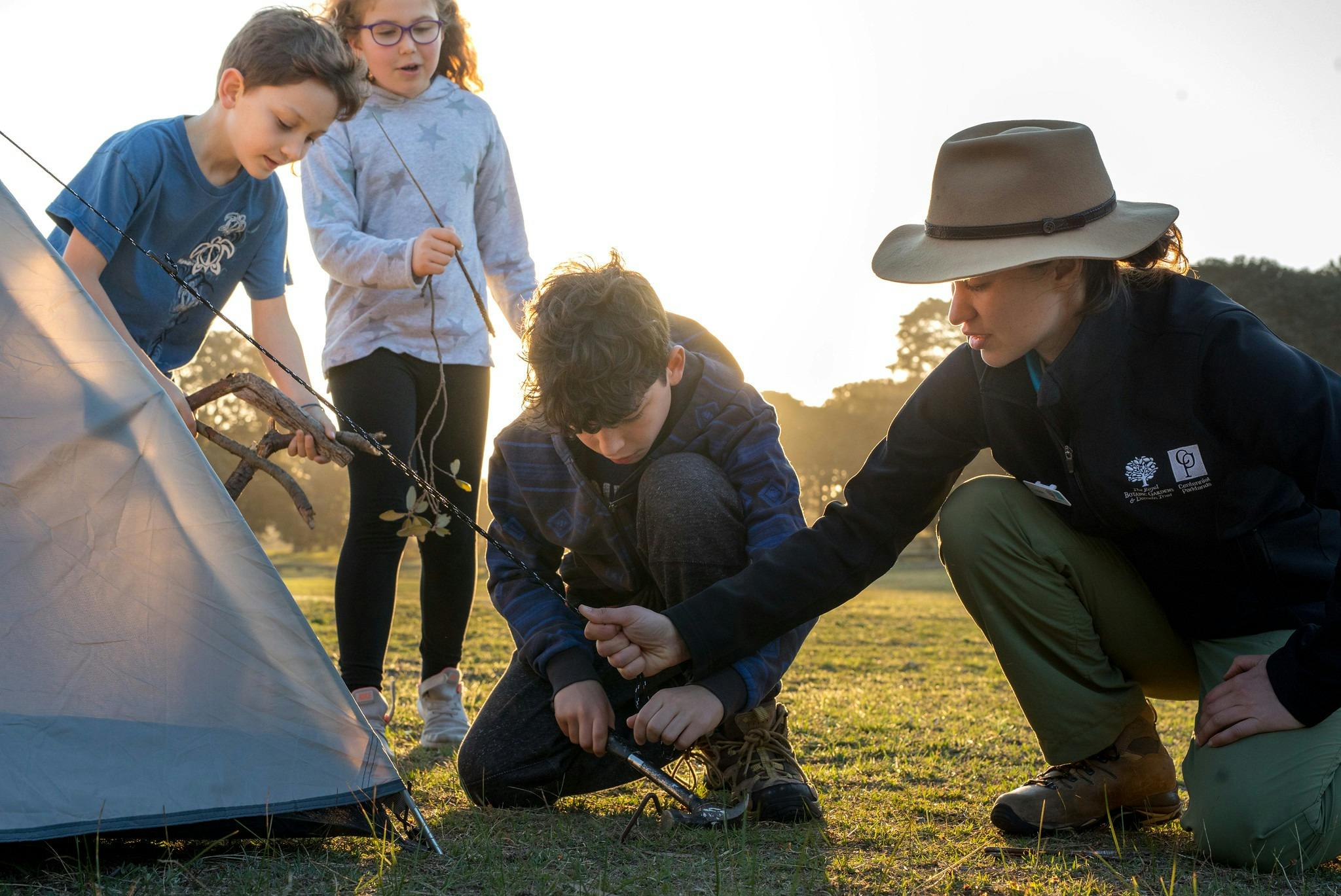 Set up of tent with kids
