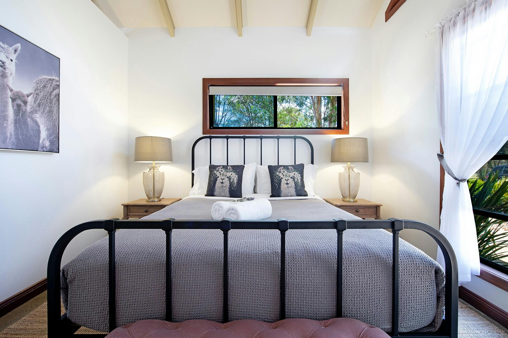 The Llama Room is well appointed with comfortable Queen bed