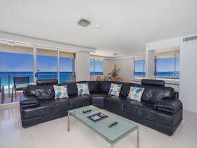 Open plan living and dining area overlooking Surfers Paradise Beach