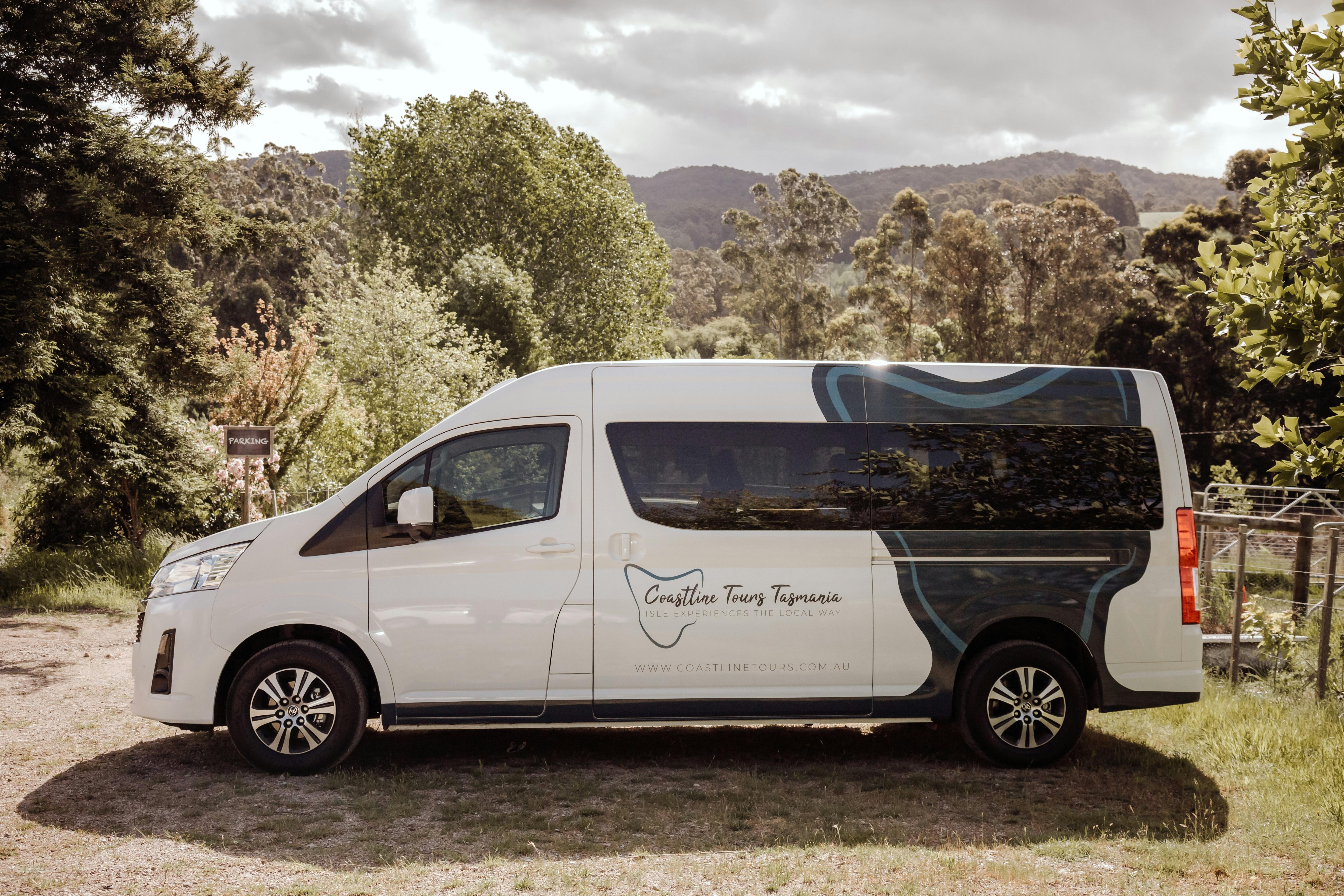 Luxury and comfort await in our new 11-seater van with Coastline Tours Tasmania